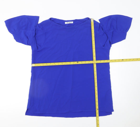Smith Collection Women's Blue Bell Sleeve Tunic Blouse Size 14