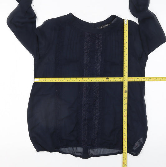 Dunnes Womens Blue Long Sleeve Chiffon Blouse Size 10