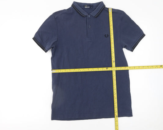 Fred Perry Men's Blue Slim Fit Cotton Polo Shirt Size S