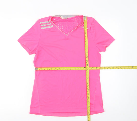 Adidas Womens Pink V-Neck Climachill Active T-Shirt Size 12