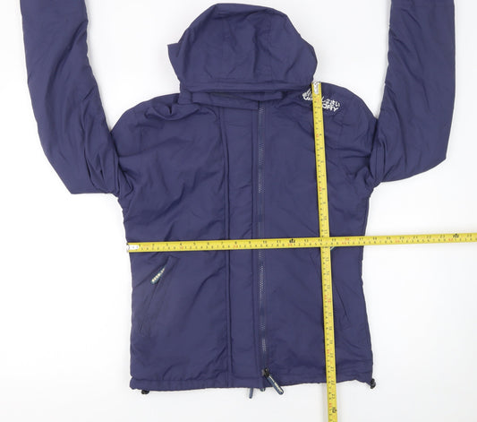 Superdry Women Blue Hooded Windbreaker Jacket Size S