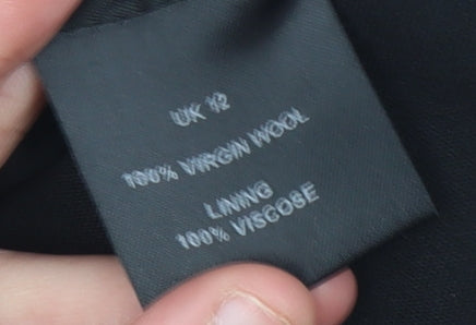 Jaeger Womens Black Wool Pencil Skirt UK 12 Lined Business Workwear