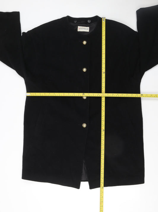 Windsmoor Women's Black Wool Mid-Length Overcoat Size 12