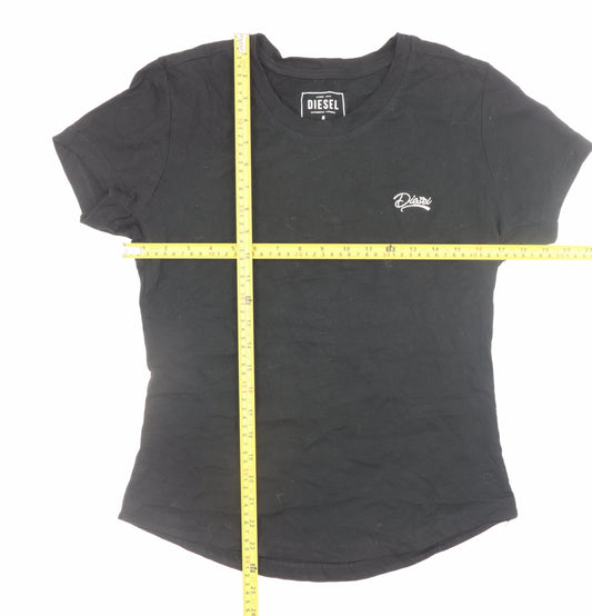 Diesel Womens Black Slim Fit Basic Cotton T-Shirt Medium