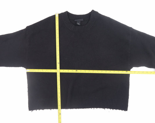Monki Women’s Black Wool Blend Crew Neck Pullover Jumper Size M