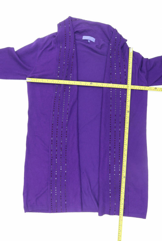 Autonomy Women Purple Rhinestone Open Knit Cardigan L Viscose Blend