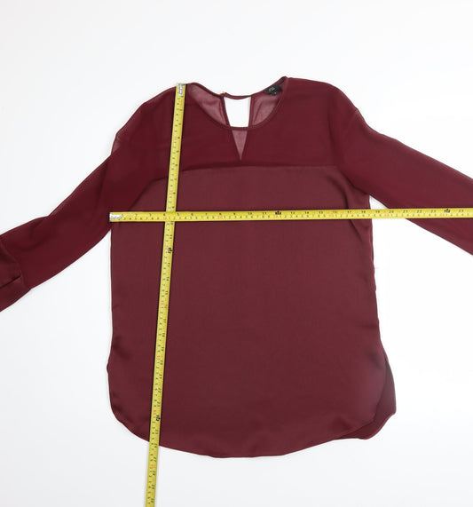 River Island Women Red Long Sleeve Chiffon Blouse Size 8