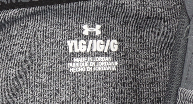 Under Armour Boys Grey Full Zip Hoodie YLG Athletic Sweatshirt