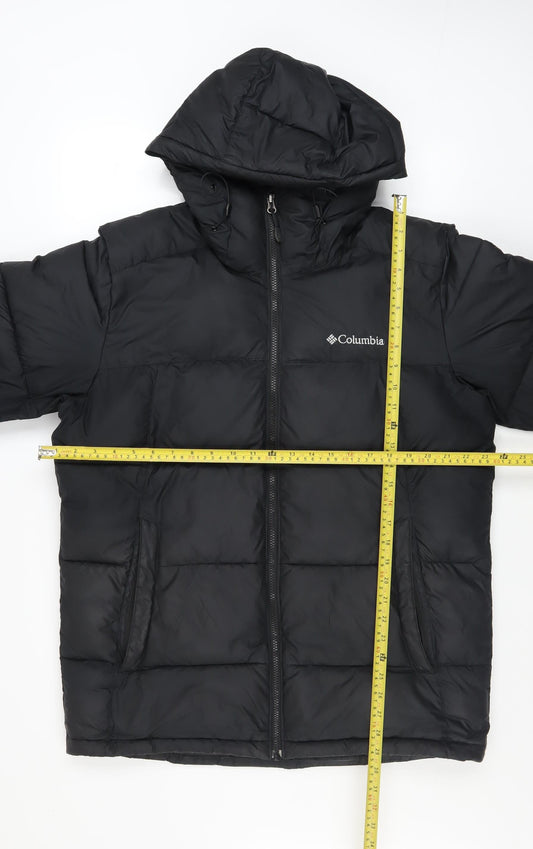 Columbia Men's Black Puffer Jacket Hooded Medium Insulated Outdoor Coat