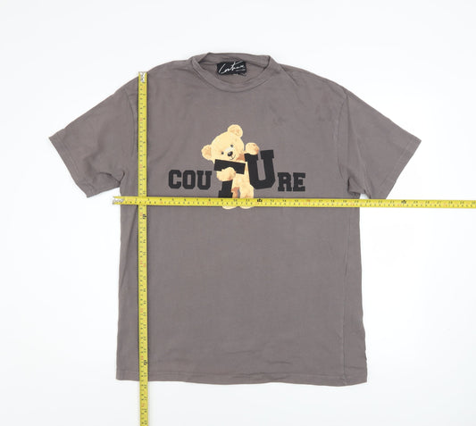 Couture Women's Grey Bear Print Cotton T-Shirt UK 6