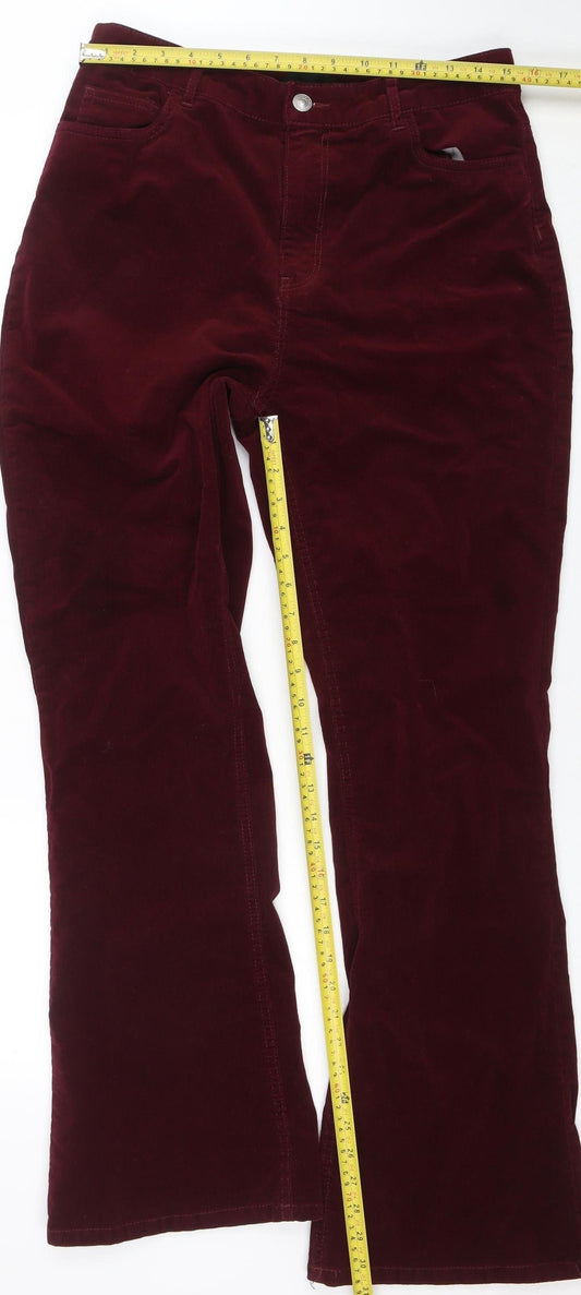 Pieces Women’s Red Velvet Flared Trousers Size 4 Regular