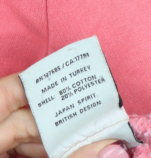 Superdry Women Pink Full Zip Hoodie L Cotton Blend Casual