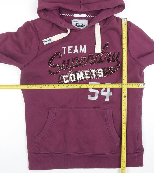 Superdry Sport Team Comets Purple Sequin Hoodie Women’s L