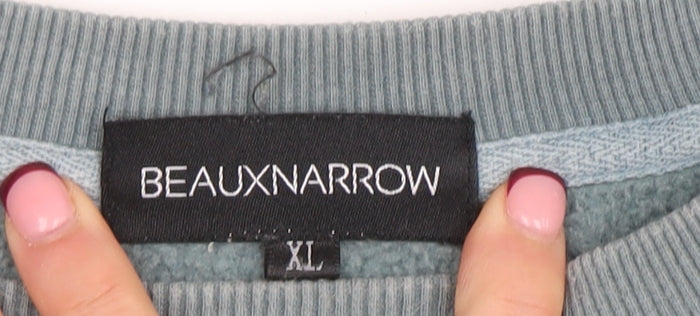 BEAUXNARROW Men's Blue XL Pullover Sweatshirt Crew Neck Fleece