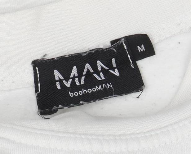 boohooMAN Men's White Osaka Graphic Sweatshirt Size M