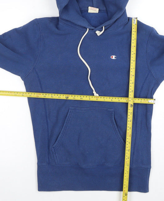 Champion Men Blue Small Pullover Hoodie Reverse Weave