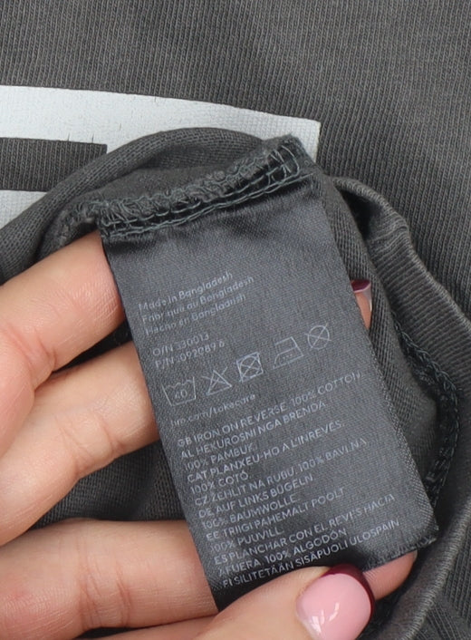 H&M Divided Womens Grey Ramones Cropped T-Shirt Size L