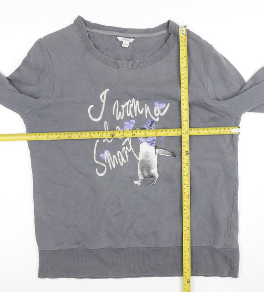 Bossini Boys Grey Penguin Graphic Long Sleeve Pullover Sweatshirt L