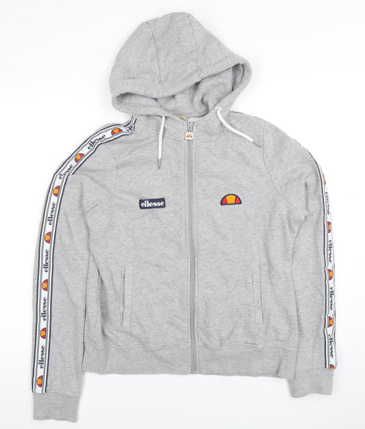 Ellesse Womens Grey Full Zip Hoodie UK 12 Logo Tape Detail