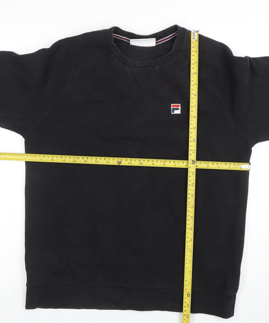 FILA Men's Black Crew Neck Pullover Sweatshirt L Regular Fit