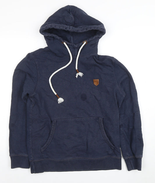 Jack & Jones Men’s Blue Pullover Hoodie Size M Cotton Logo Style