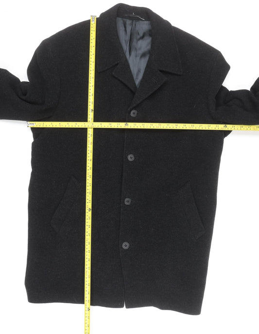 Kistermann Men's Black Wool Cashmere Blend Mid-Length Overcoat M