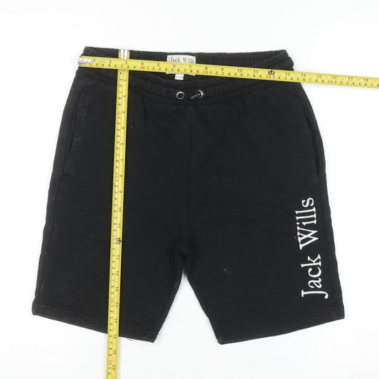 Jack Wills Boys Black Sweat Shorts 12-13 Years Elastic Waist Casual