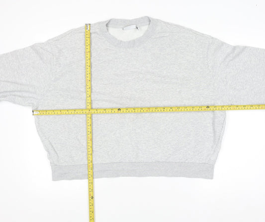 Weekday Women Grey Crew Neck Cotton Blend Pullover Jumper M