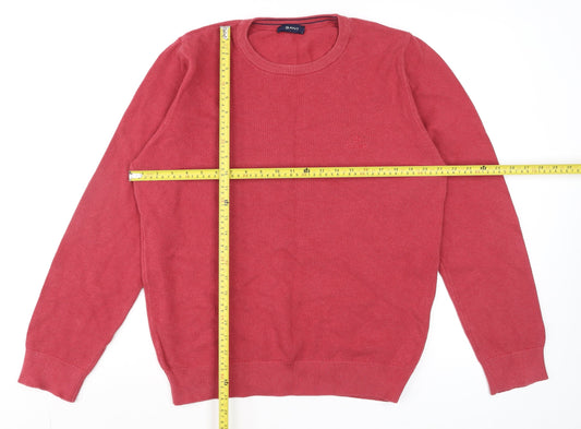 GANT Men's Red Cotton Crew Neck Pullover Jumper Size L