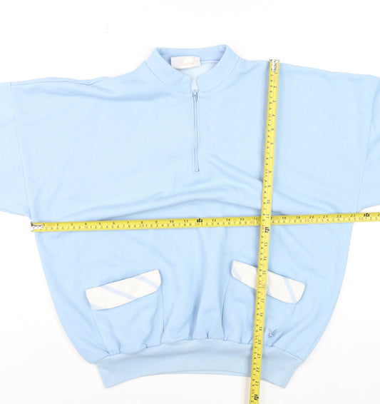 Lyle & Scott Women's Blue Relaxed Fit 3/4 Sleeve Zip Top M