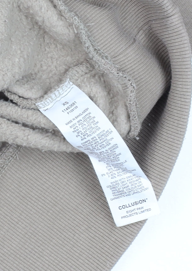 Collusion Men’s Beige Pullover Hoodie XS Fleece Logo Graphic