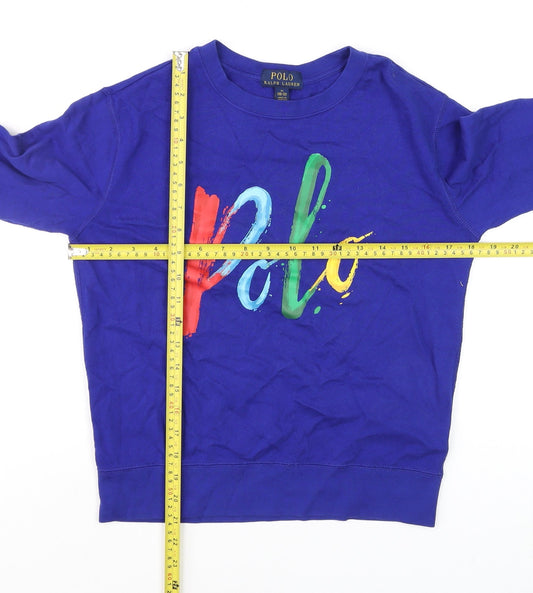 Ralph Lauren Boys Blue Long Sleeve Logo Pullover Cotton T-Shirt 10-12 Years
