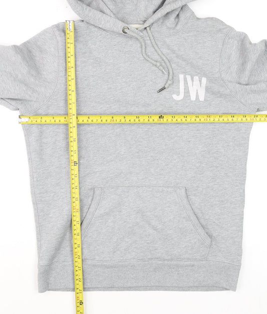 Jack Wills Mens Grey Pullover Hoodie M Logo Print Fleece Sweatshirt