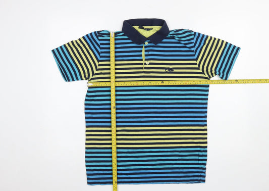 Fila Men's Multicoloured Striped Polo Shirt M Regular Fit Cotton Blend