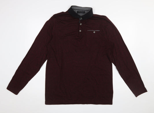 Authentic Casual Wear Men’s Brown Long Sleeve Polo Shirt Size L