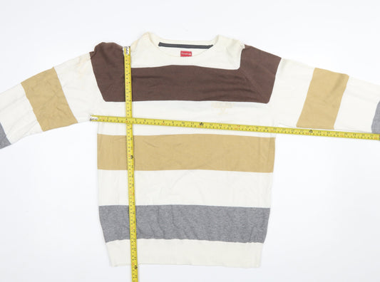 Firetrap Men's Multicoloured Striped Cotton Jumper Size L Crew Neck