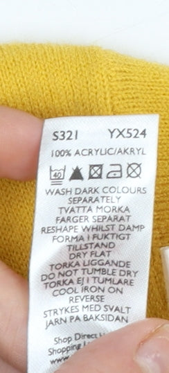 South Women's Yellow V-Neck Acrylic Pullover Jumper Size 24