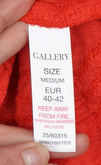 Brand and care label for Gallery Women’s Red Sleeveless Blouse, size UK 12, Scoop Neck Lightweight