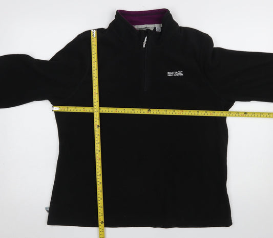Regatta Great Outdoors Women Black Fleece 1/2 Zip Pullover UK 16