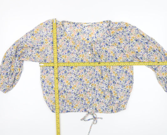 MNG Women's Multicoloured Floral Cropped Blouse Size M