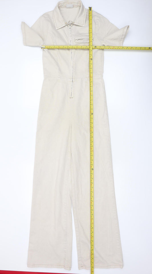 BDG Urban Outfitters Women's Beige Short Sleeve Zip Jumpsuit Size S