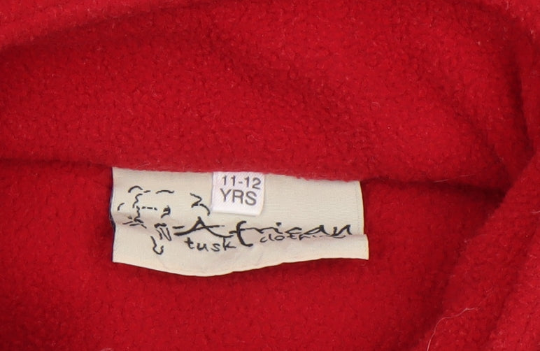 Additional view of African Tusk boys’ red fleece 1/4 zip pullover sweatshirt 11-12 years