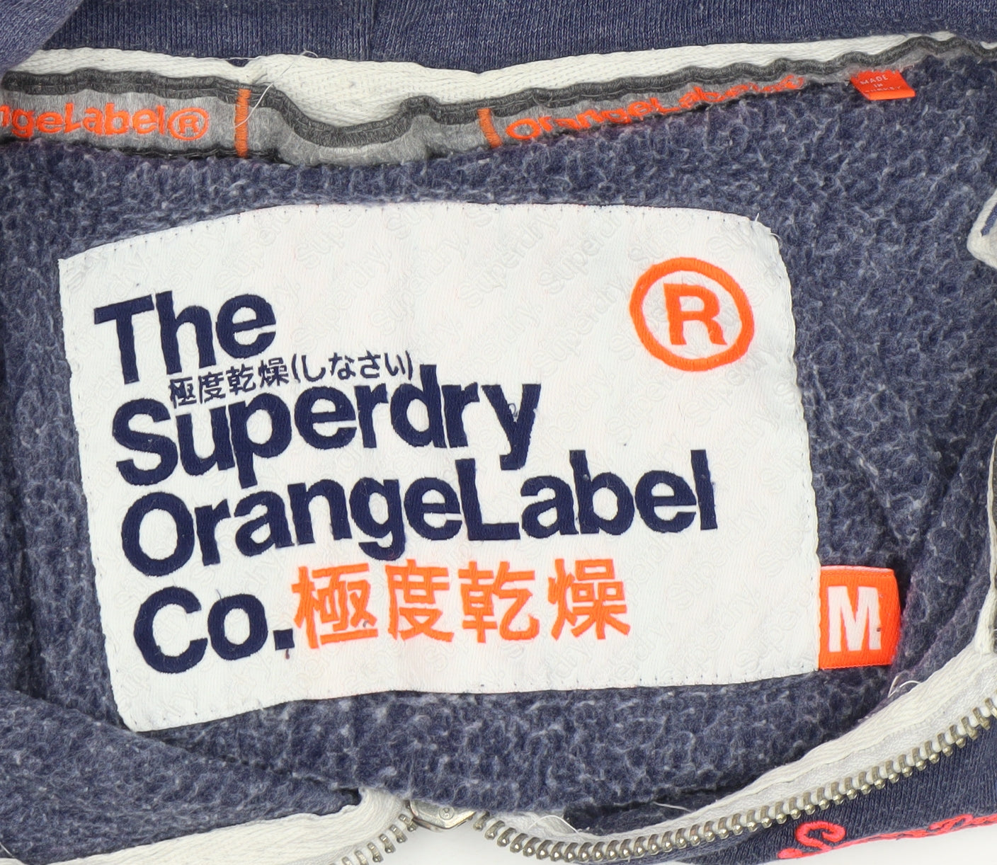 Superdry Orange Label Women's Blue Full Zip Hoodie Size M