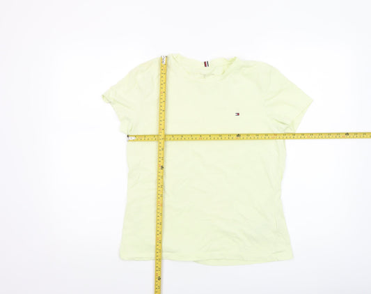 Tommy Hilfiger Women Yellow Cotton Short Sleeve T-Shirt M
