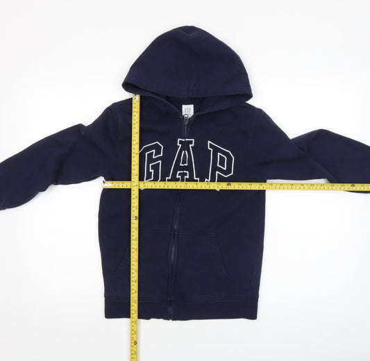 GAP Kids Boys Navy Blue Full Zip Hoodie Size 10-11 Years Cotton Blend