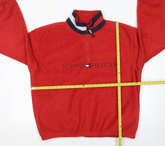 Tommy Hilfiger Men’s Red Fleece 1/4 Zip Pullover Sweatshirt L