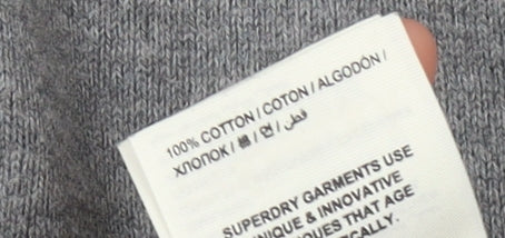 Superdry Mens Grey XL Half Zip Cotton Jumper High Neck Classic