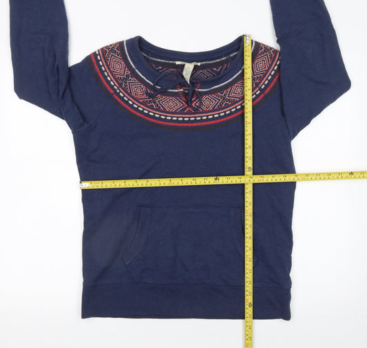 Lucky Brand Women's Blue Cotton Pullover Sweatshirt M Fair Isle