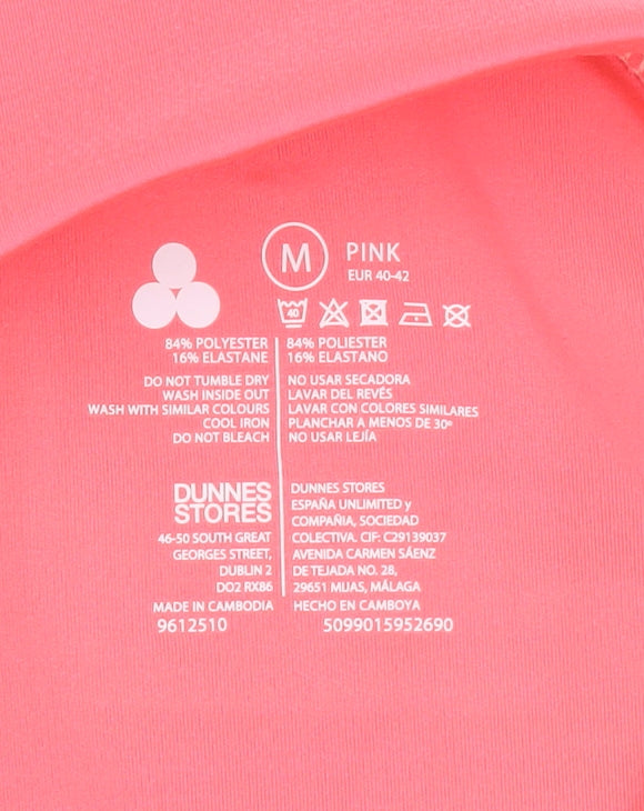 Brand and care label for Dunnes women’s pink 1/4 zip pullover sweatshirt, size UK 12, uk