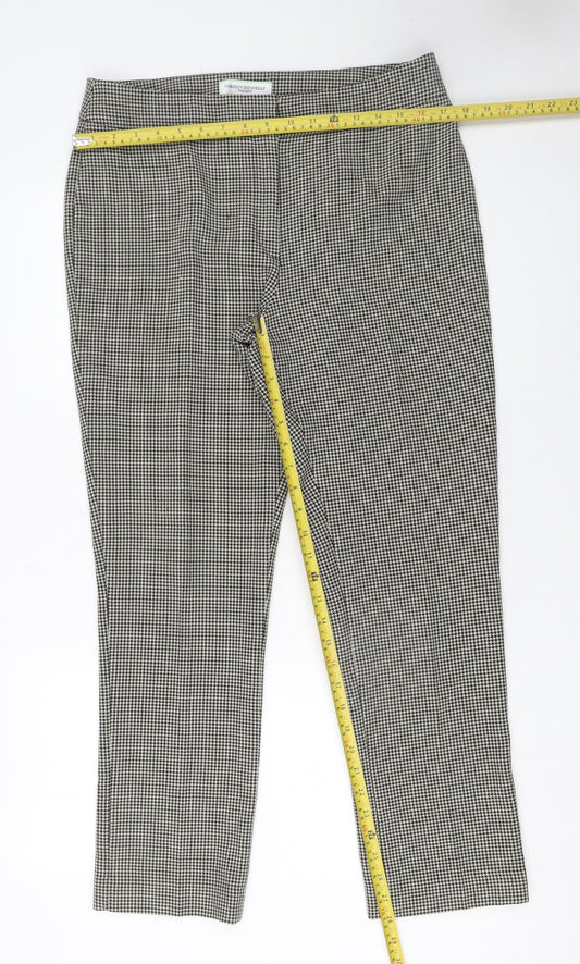 Carolyn Donnelly Women’s Black Houndstooth Slim Fit Stretch Trousers UK 12